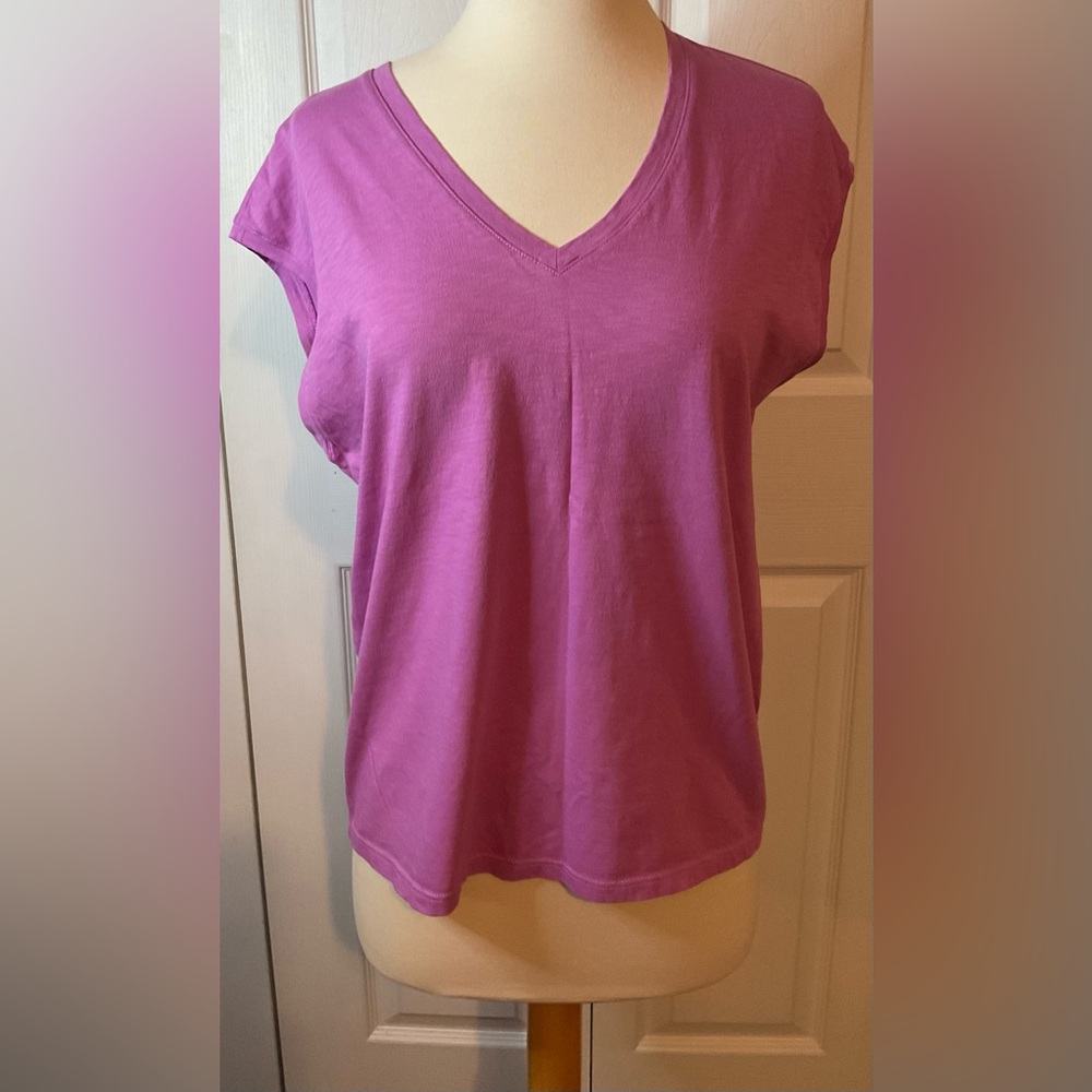 Nordstrom Lavender Pink Purple Sleeveless V Neck 100% Cotton‎ Tee XS